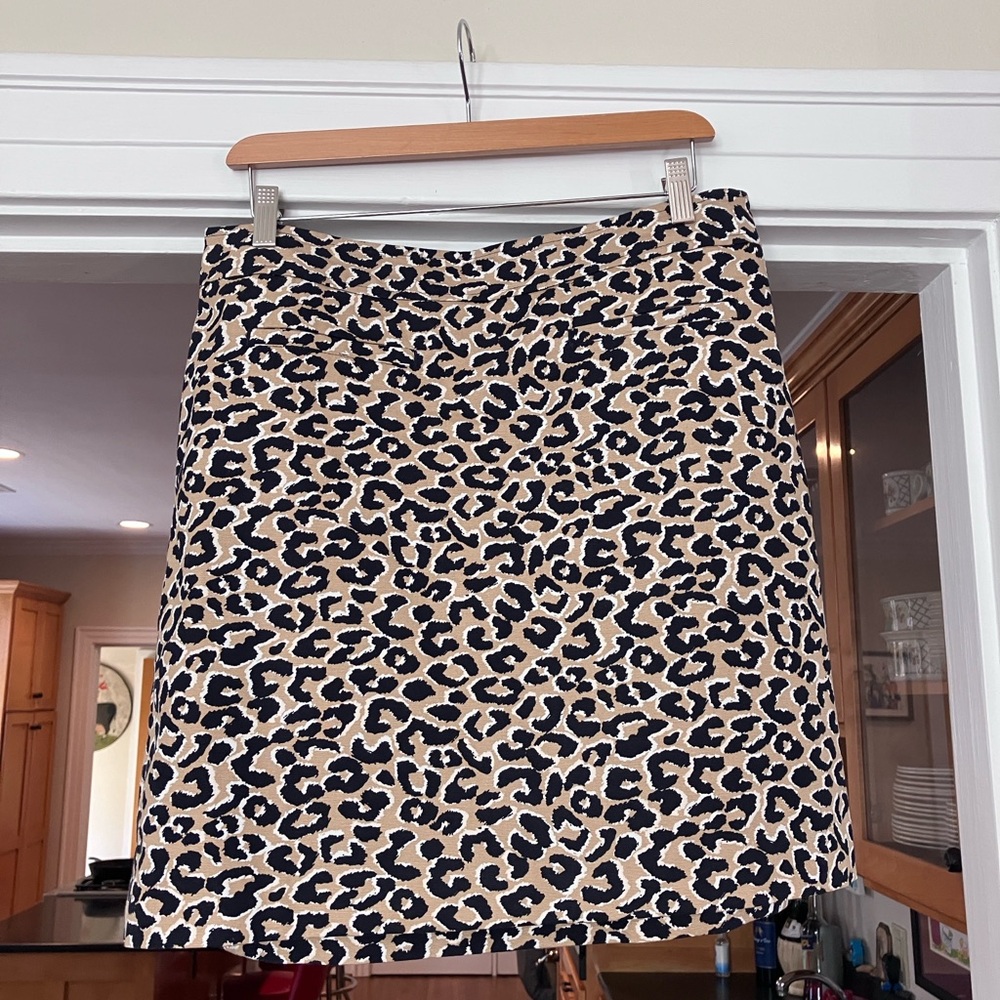 Talbots Black and Tan Leopard Print Mini Skirt